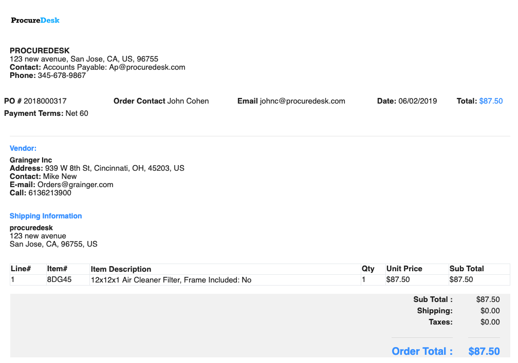 Purchase Order Template