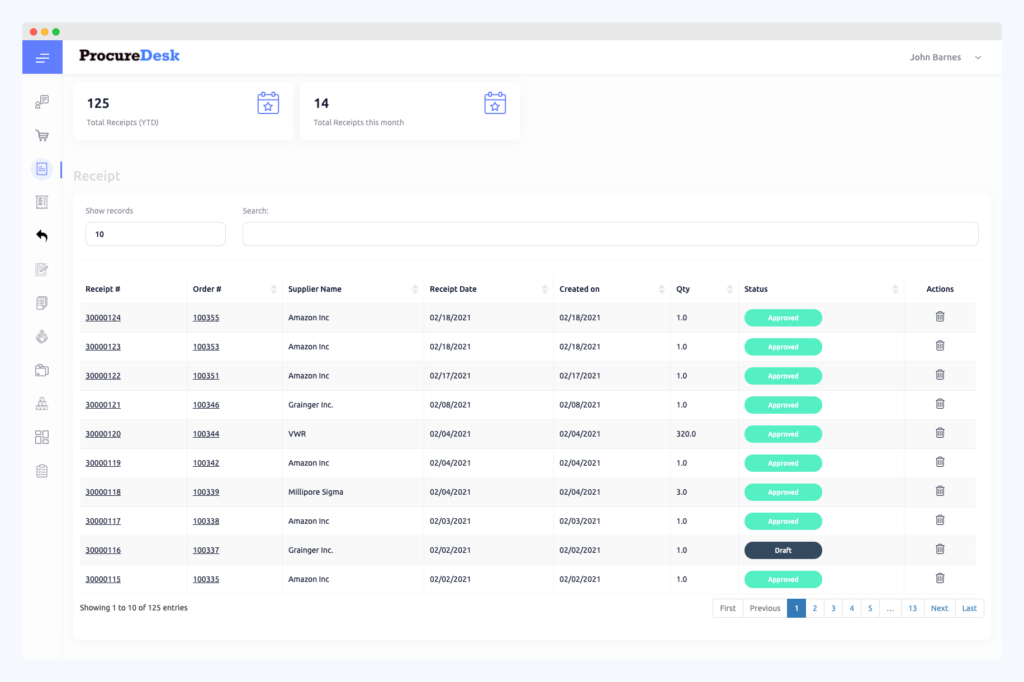 Create Receipts