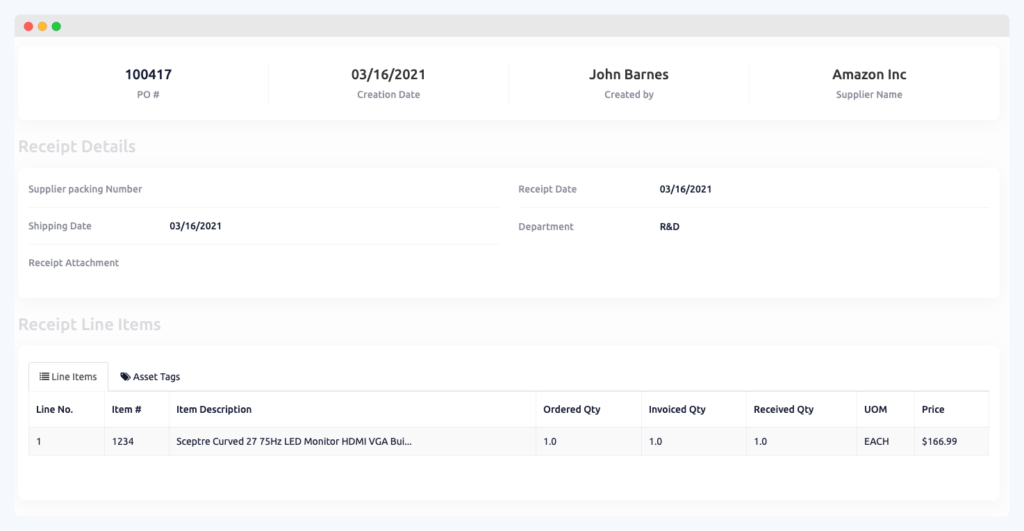 Purchase Order (PO) Tracking Track purchase orders with or without