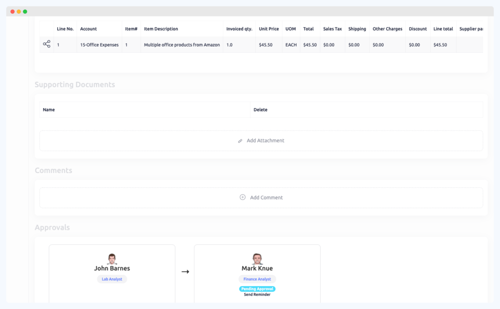 ProcureDesk’s approval workflow dashboard