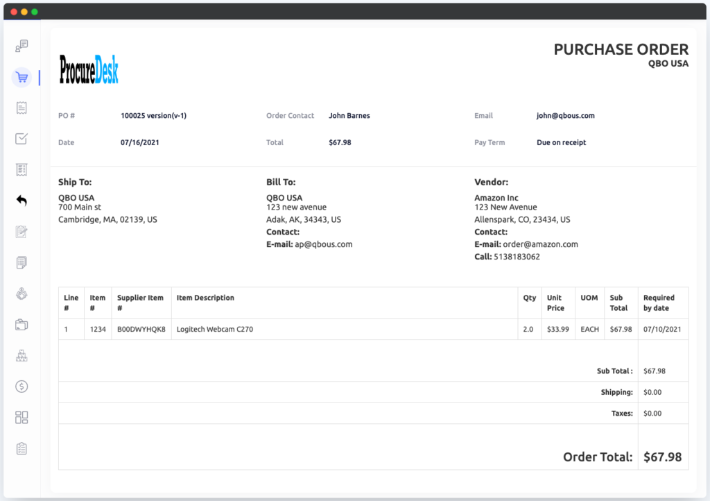 purchase order template