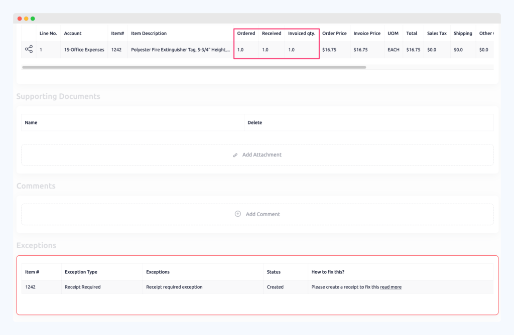 3-way matching for invoices