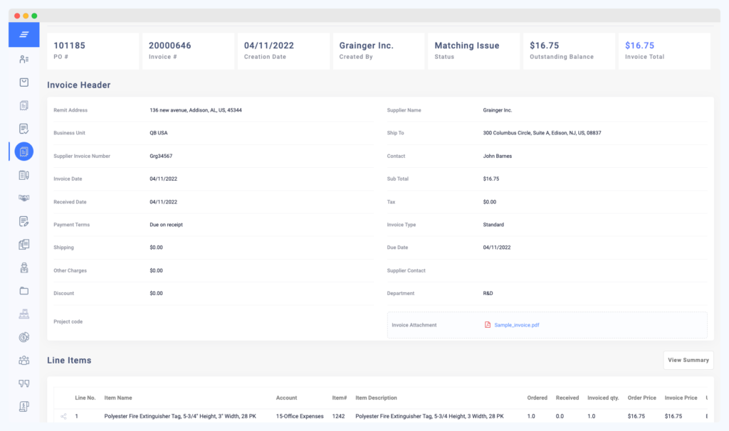 ProcureDesk creates an electronic invoice