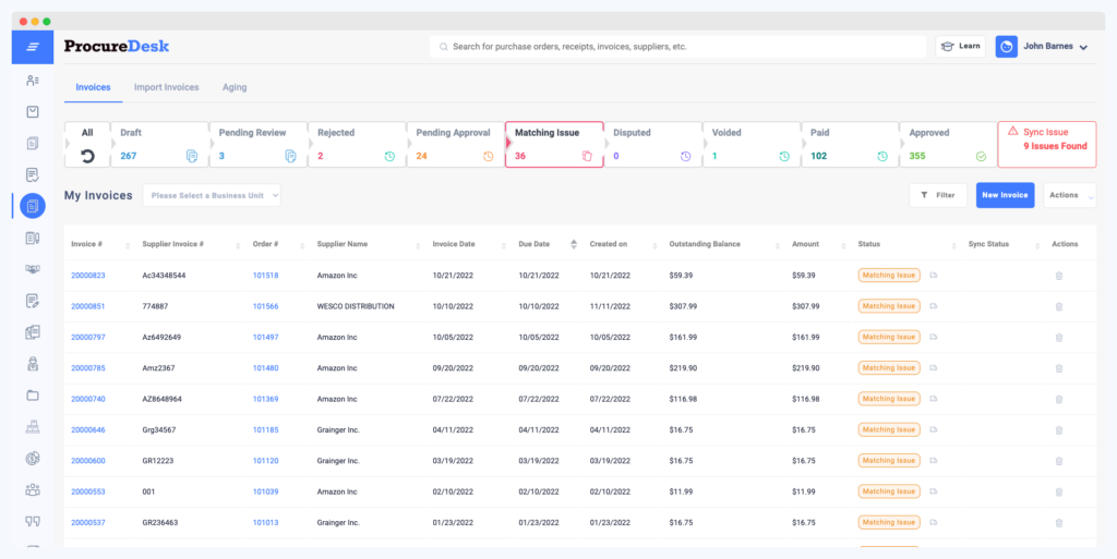 Invoice Matching Dashboard