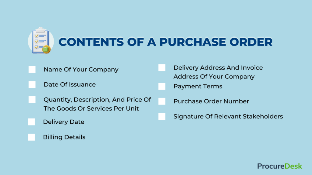 contents of a purchase order