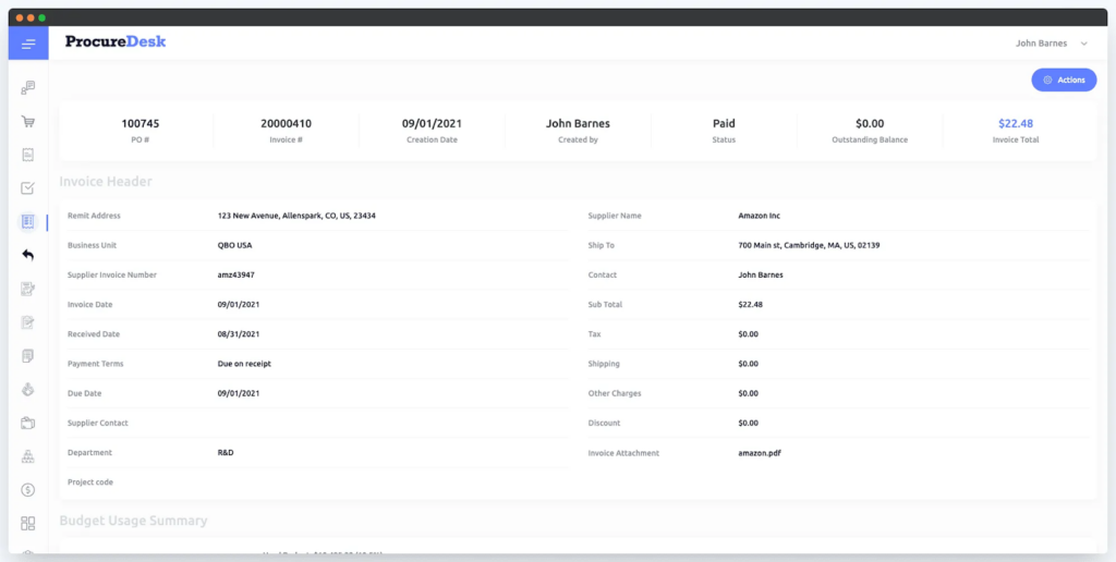 Screenshot of ProcureDesk makes invoice payment automation possible