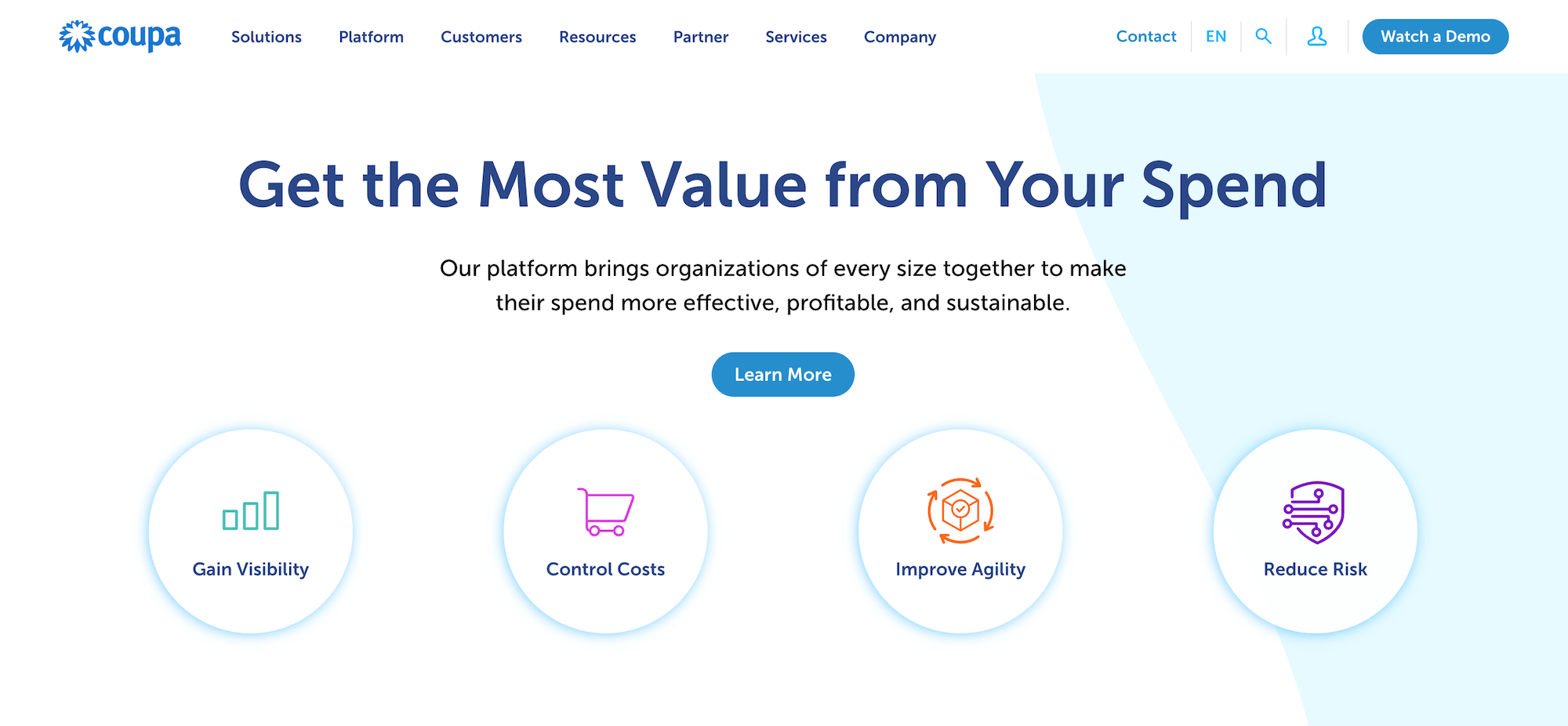 Coupa homepage: Get the most value from your spend