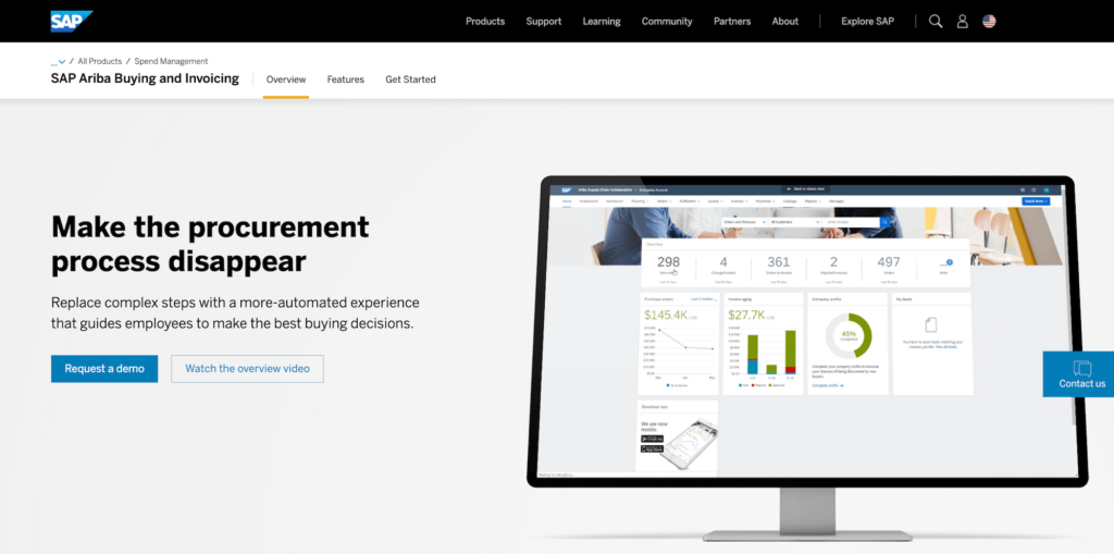 SAP Ariba Buying and Invoicing homepage: Make the procurement process disappear