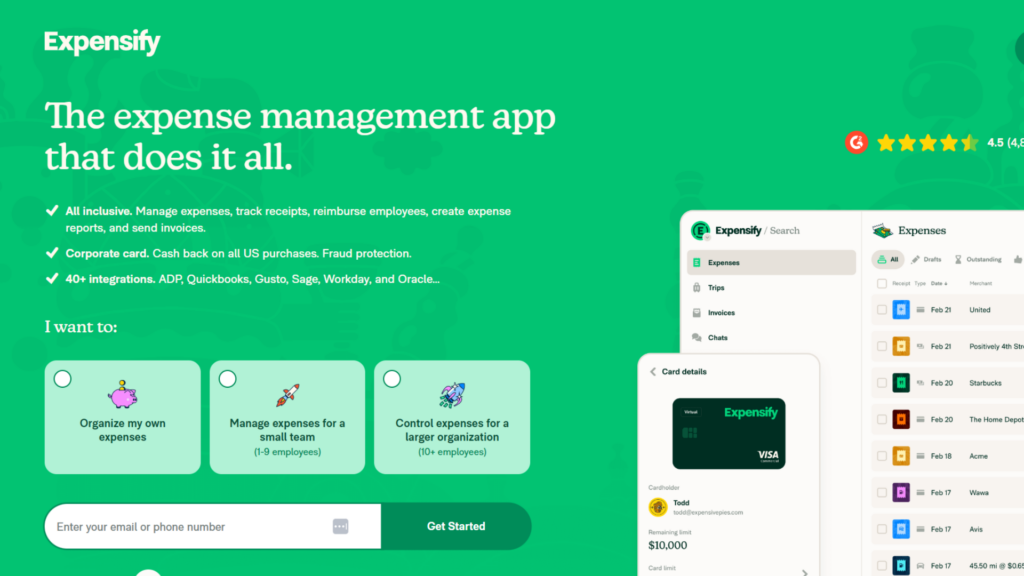 Expensify HomePage