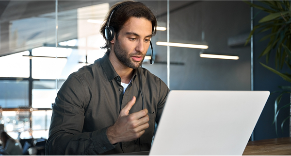 Team member working on setup