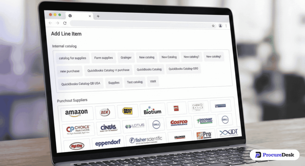 List of vendor catalogs and punchouts