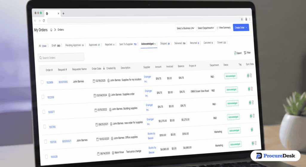 Vendor Acknowledgement