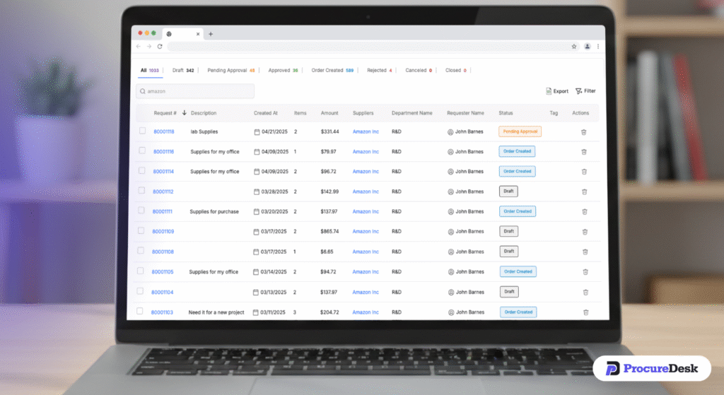 Requisition dashboard